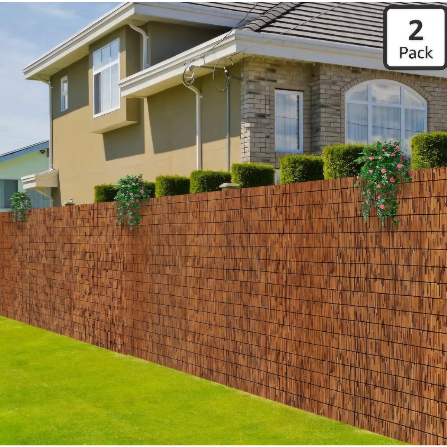 2 Pack Natural Reed Fence,6FT X 16.4FT Bamboo Fencing Privacy Reed Screening for Outdoor