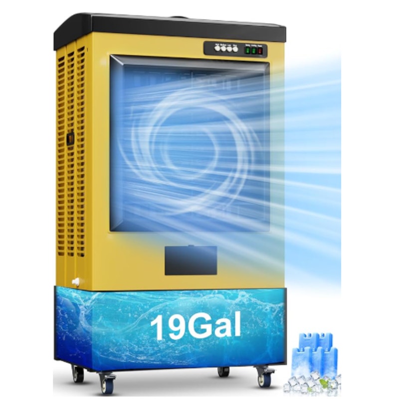 Uthfy 6500 CFM Swamp Cooler, 48IN Evaporative Air Cooler with 19 Gal Water Tank