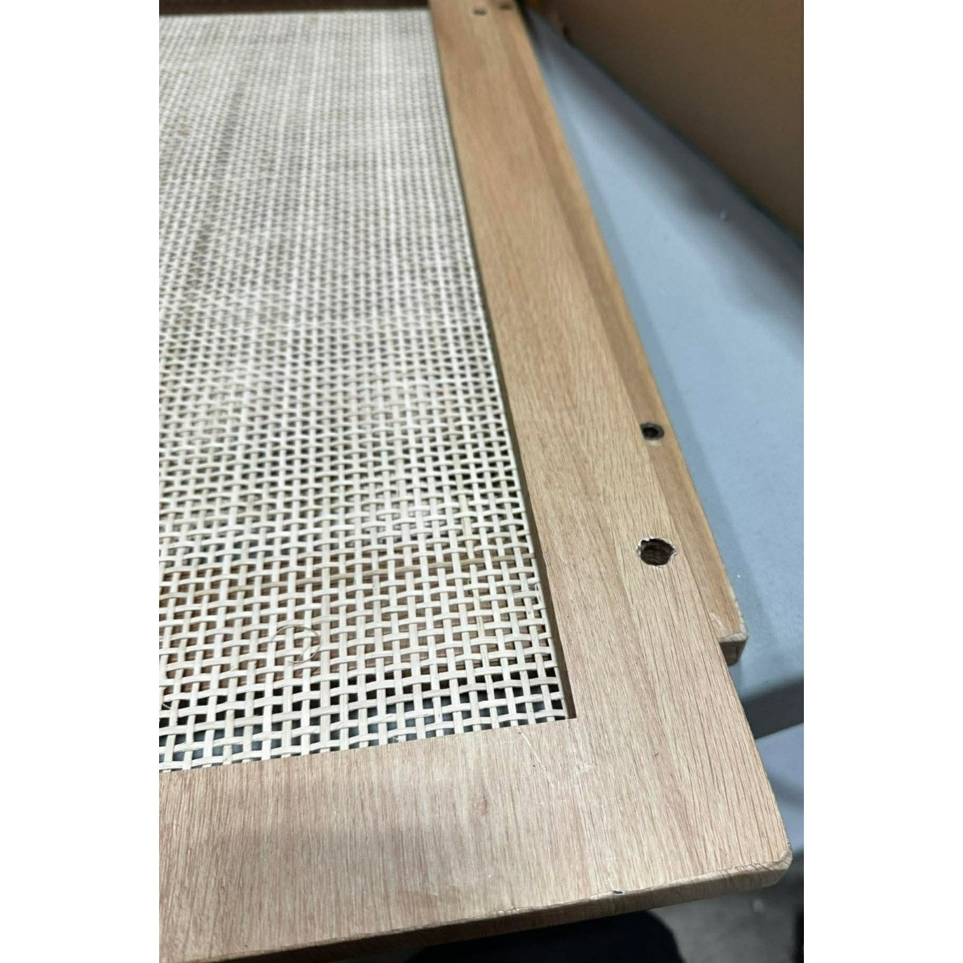 Rattan Full Bed Frame - Full Size Platform Bed Frame with Natural Rattan Headboard
