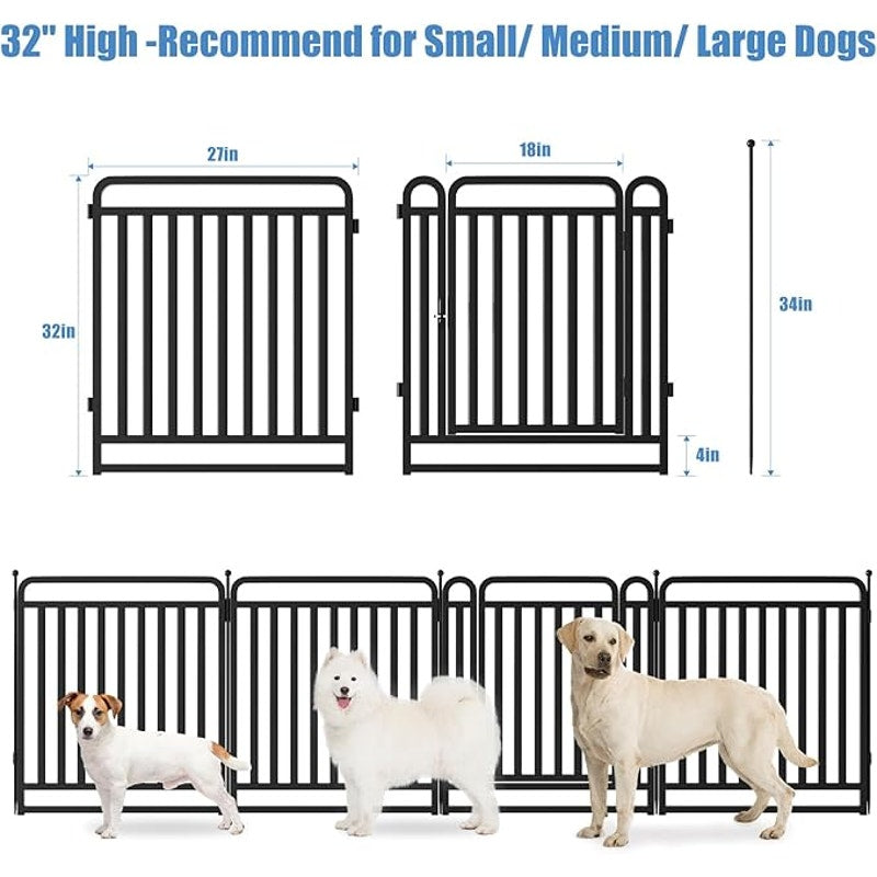 New Thickened Version Dog Playpen, 32 In. Foldable Metal Dog Dlaypen, with Doors (16 Panels)