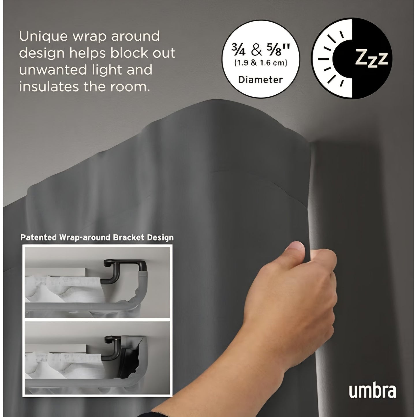 Umbra Twilight Double Curtain Rod Set – Wrap Around Design Ideal for Blackout