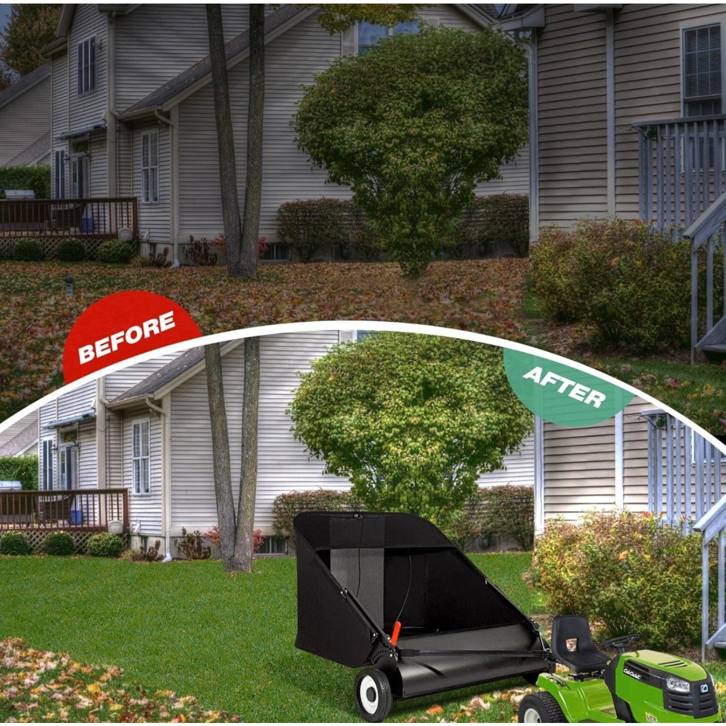 Suchtale Upgrade 42-inch Tow Lawn Sweeper for Leaves & Grass,21cu.Ft. Leaf Collector with Large