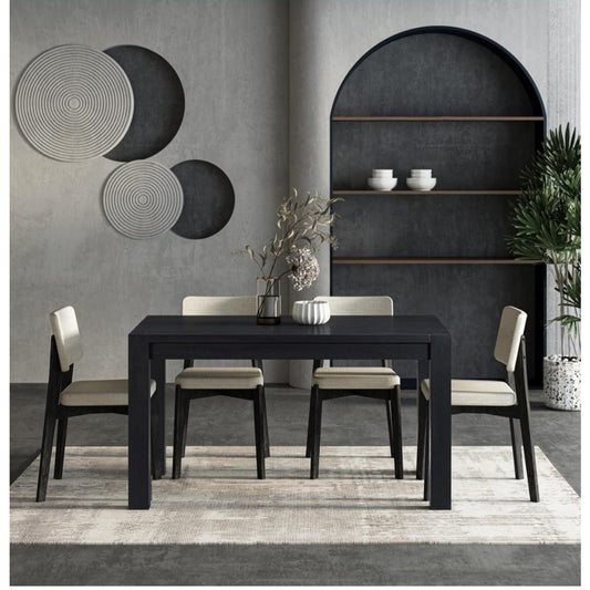NTC Block 55 Inch Modern Farmhouse Dining Table, Rectangular Dinner Table for Dining Room,