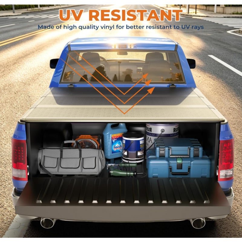 5.7FT Hard Tri-Fold Truck Bed Tonneau Cover Compatible for 2009-2026 Dodge Ram 1500