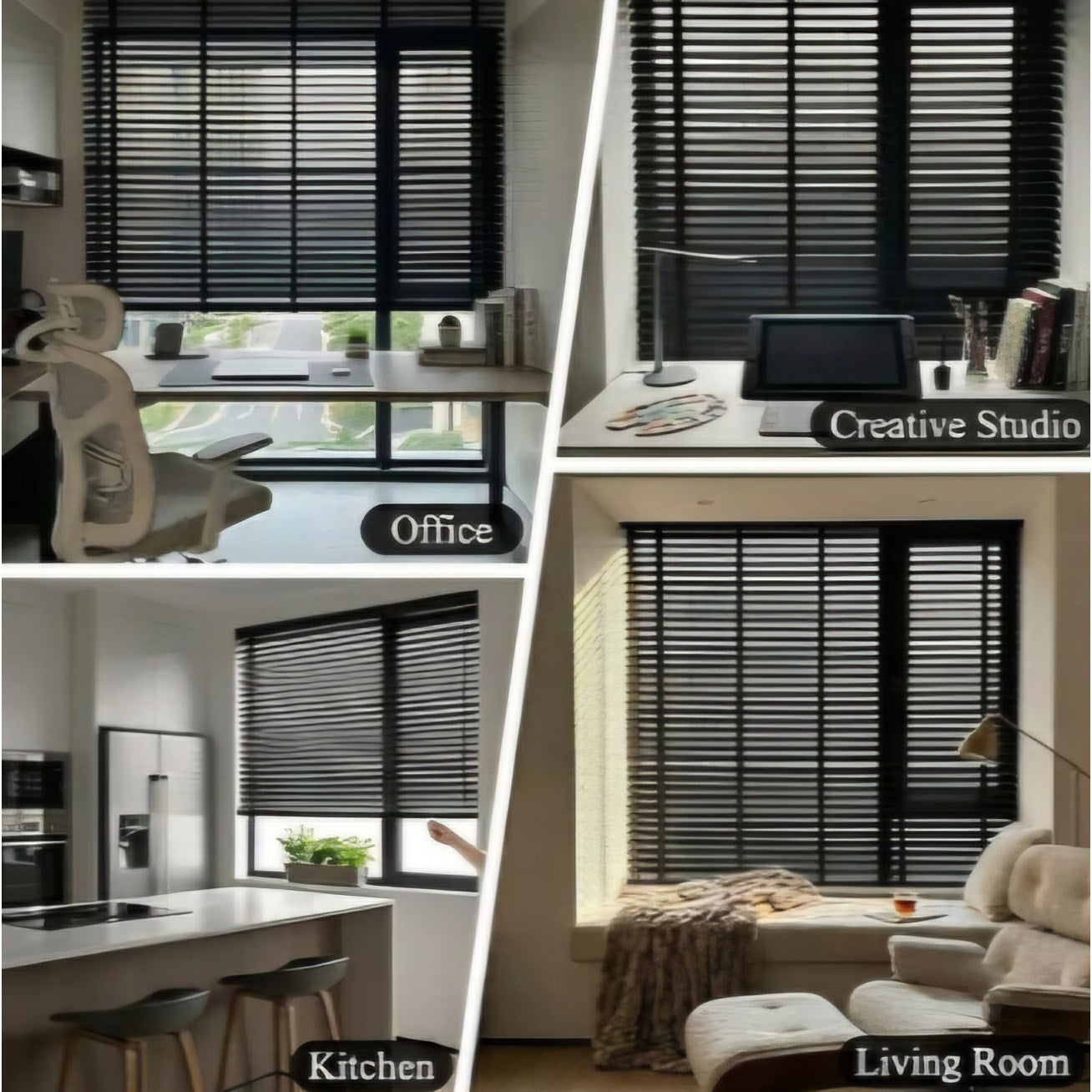 2" Cordless Wood Blinds for Indoor Windows, Window Blinds Cordless for Home 70" W x 60" H