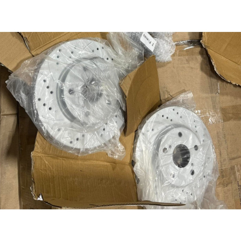 Front and Rear Drilled & Slotted Disc Brake Rotors CeramicBrake Pads Kit Toyota RAV4 Lexus HS250h