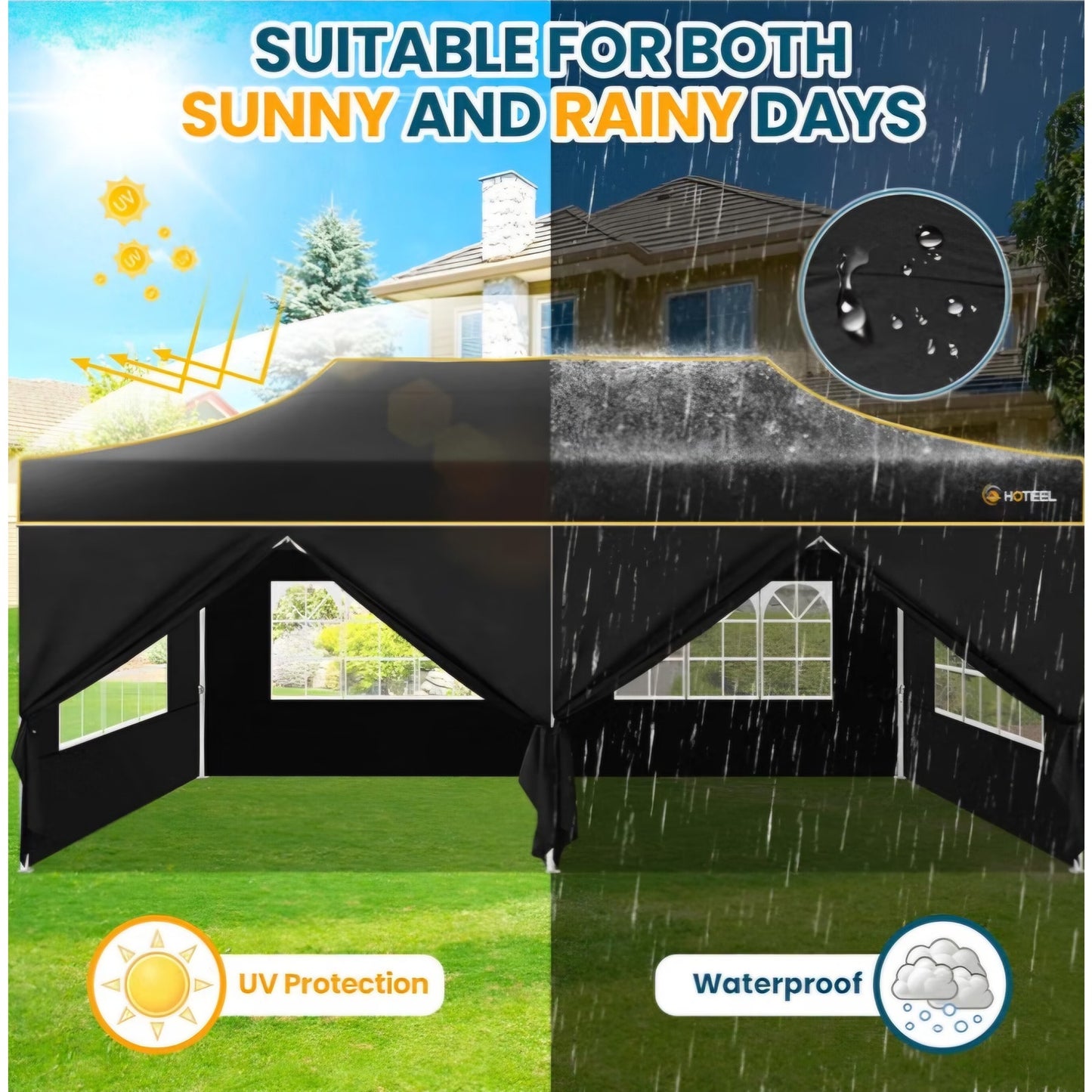 Hoteel 10x20 Pop Up Canopy Tent Heavy Duty with 6 Sidewalls, Waterproof Party Tent, Easy Set-up
