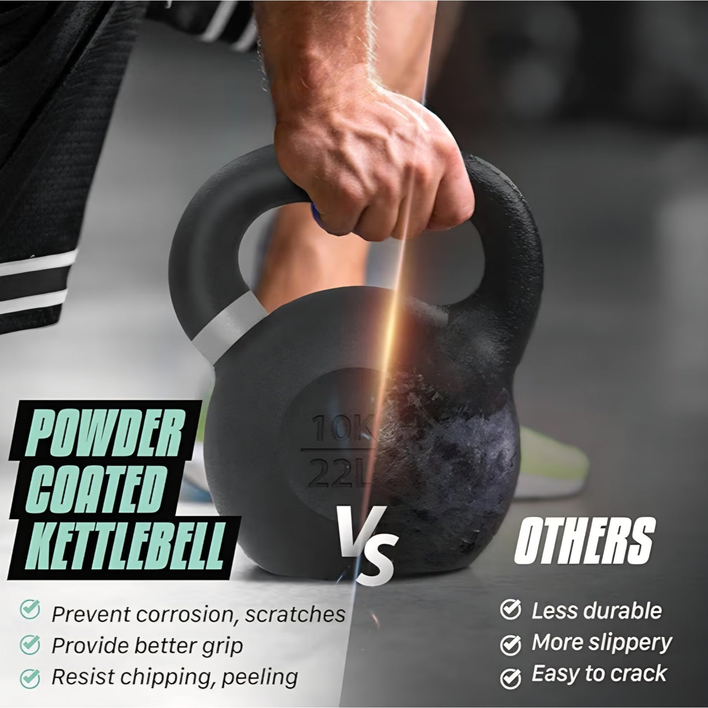Yes4All Powder Coated Kettlebell, Cast Iron Core Kettlebells 53 lb