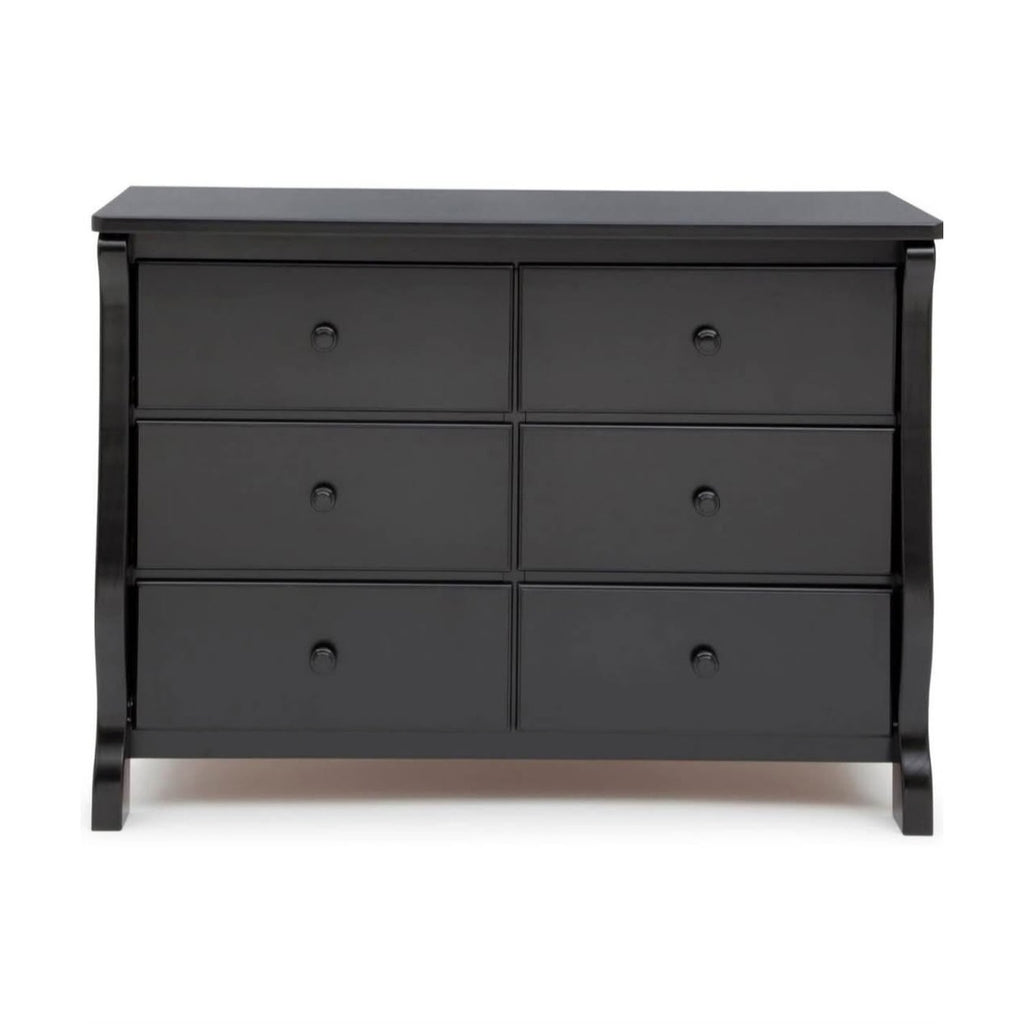 Delta Children Universal 6 Drawer Dresser with Interlocking Drawers, Ebony Black