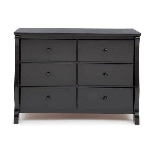 Delta Children Universal 6 Drawer Dresser with Interlocking Drawers, Ebony Black