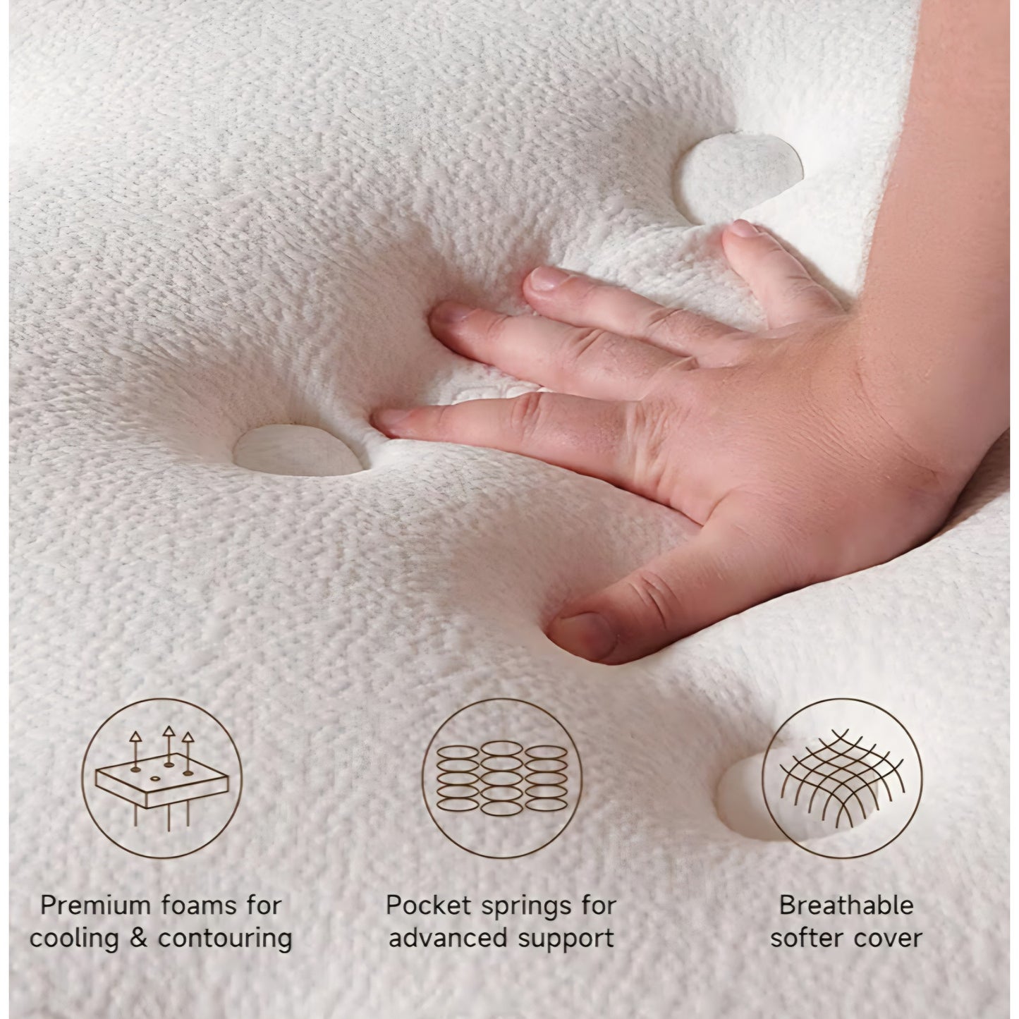 14 Inch King Size Mattress, Hirelix Firm with Memory Foam and Individually Wrapped Pocket Coils,