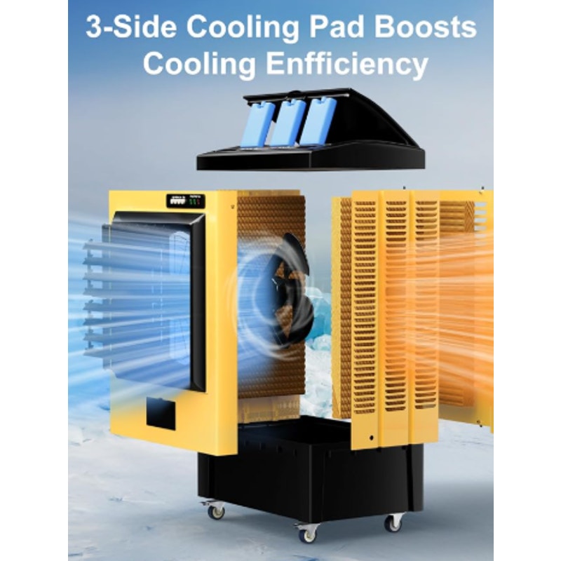 Uthfy 6500 CFM Swamp Cooler, 48IN Evaporative Air Cooler with 19 Gal Water Tank