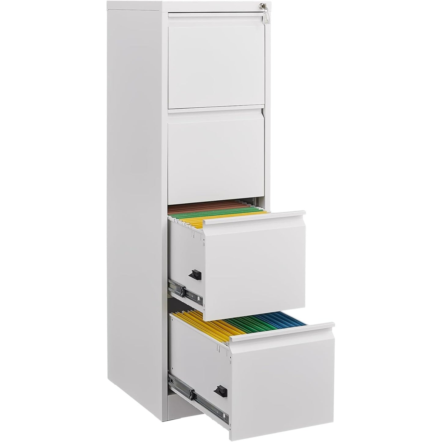 Garvee 4 Drawer File Cabinet with Lock,Heavy Duty Vertical Filing Cabinets, Assembly Required, White