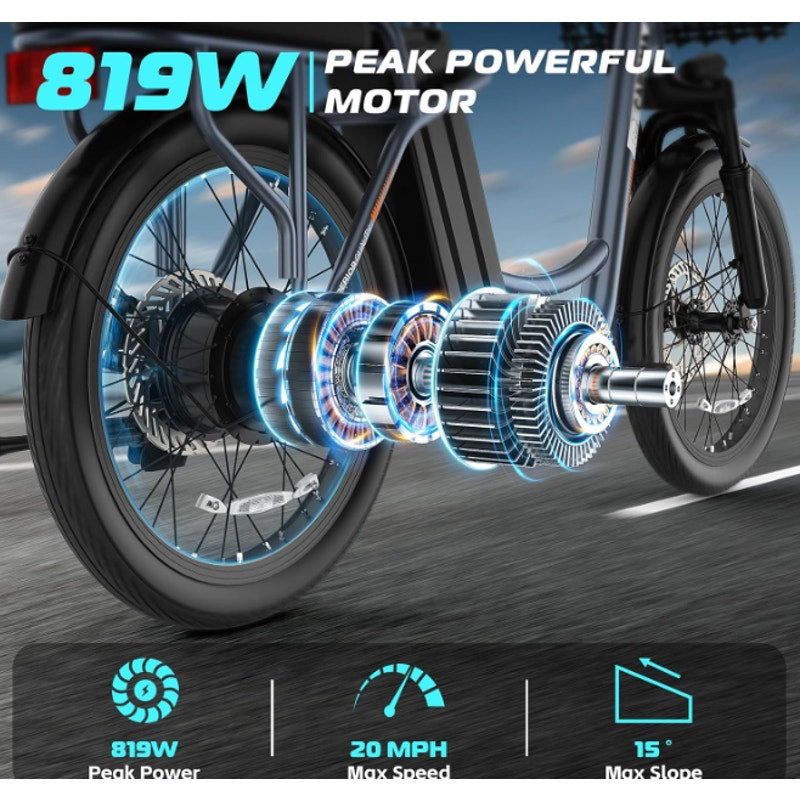 Caroma Peak 500W Electric Scooter with Seat, 20" Fat Tire Electric Bike, Black