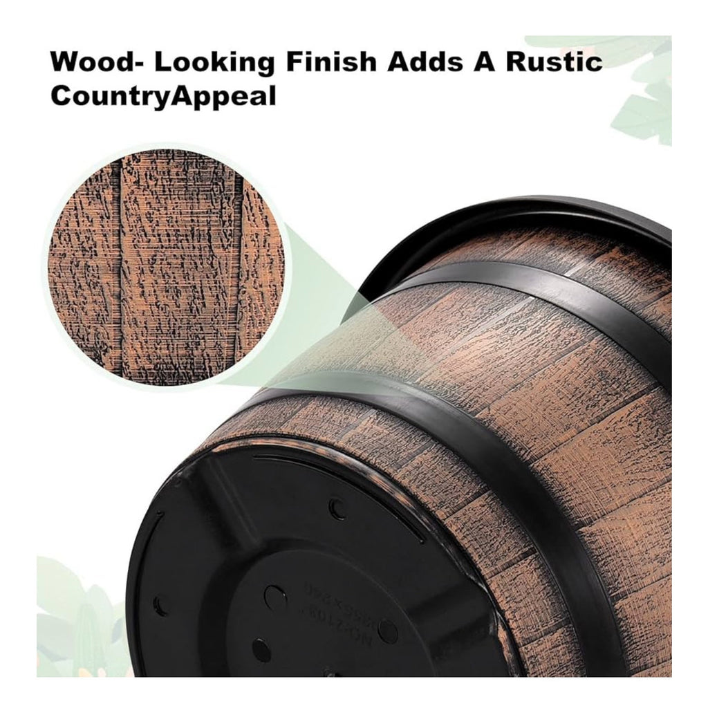 Quarut Large Plastic 3 Pack16 inch Plant Pots,Whiskey Barrel