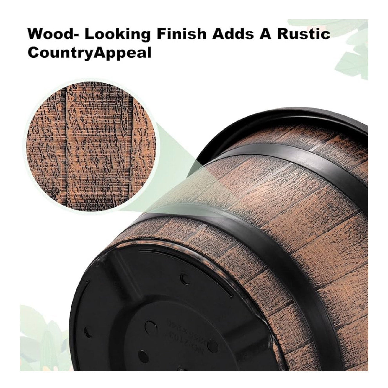 Quarut Large Plastic 3 Pack16 inch Plant Pots,Whiskey Barrel