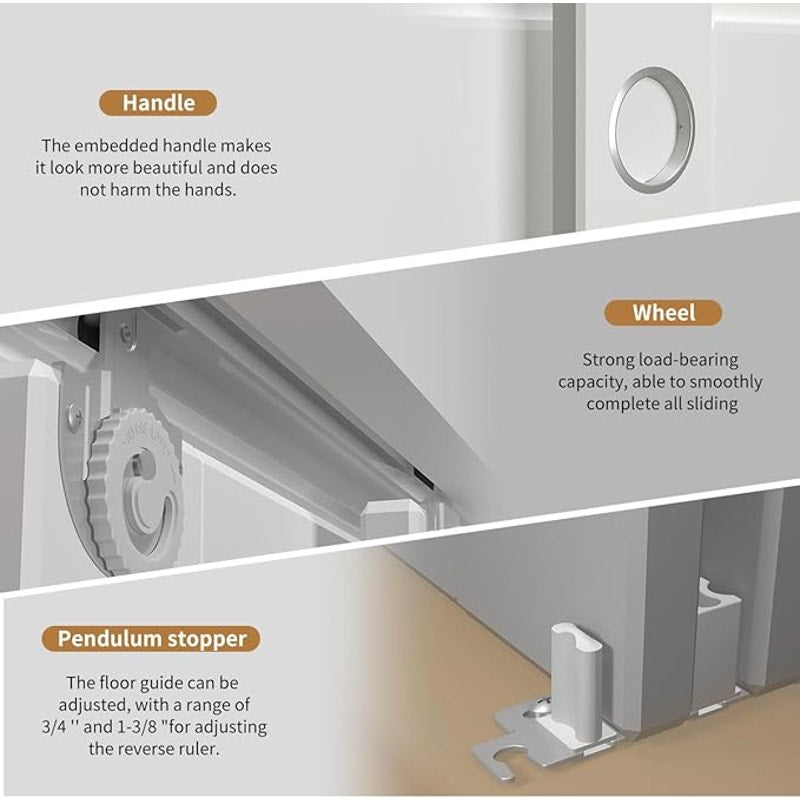 Bypass Sliding Door Hardware XC47-72" Wardrobe Closet Door, Smoothly and Quietly, for 2 Door System
