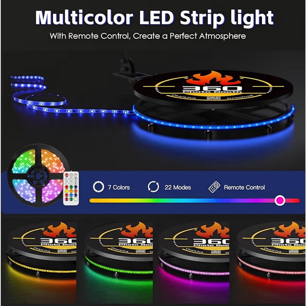 MWE 360 Photo Booth Machine for Parties with Flight Case,RGB Strip Light