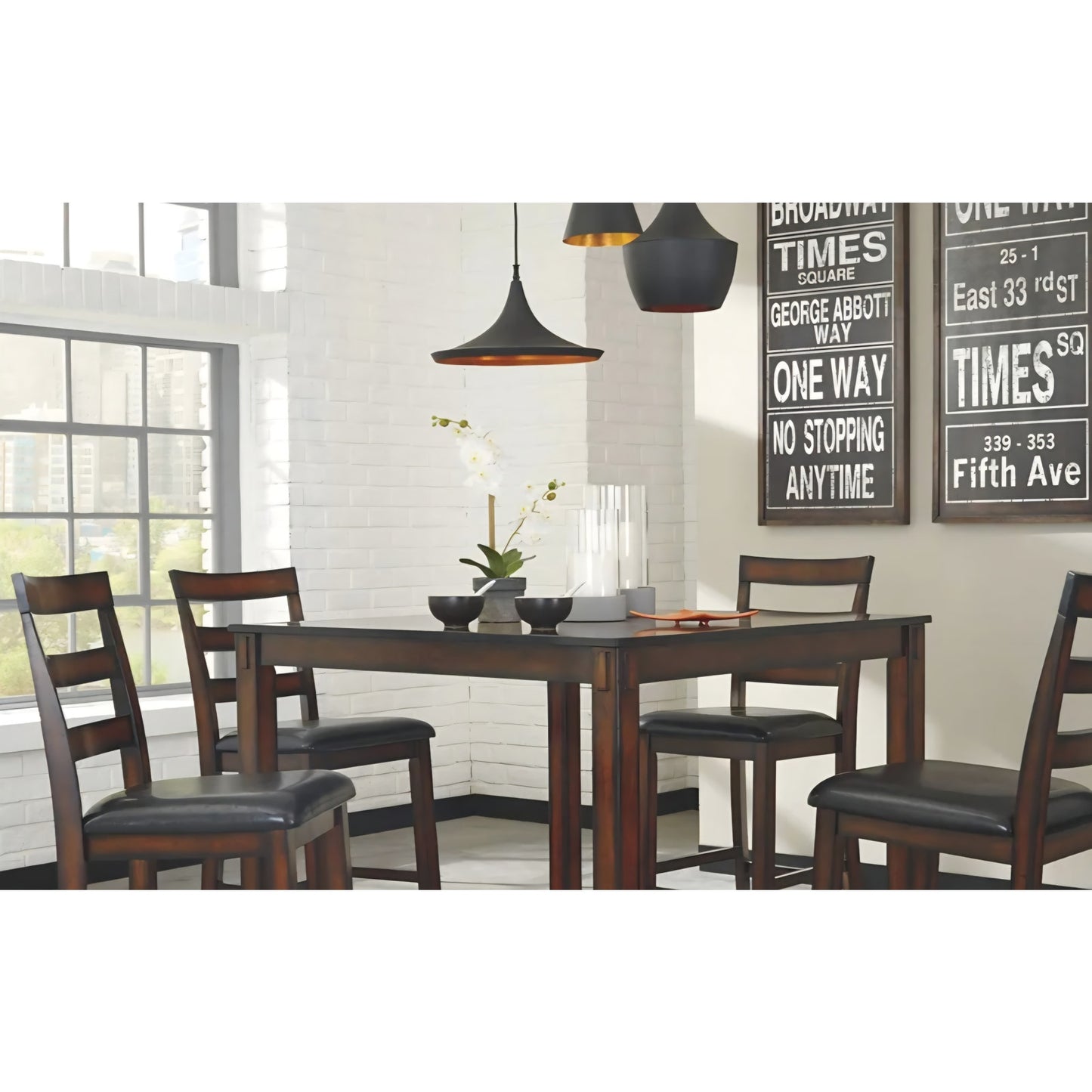 Signature Design by Ashley Coviar 5 Piece Counter Height Dining Set, Includes Table & 4 Barstools,