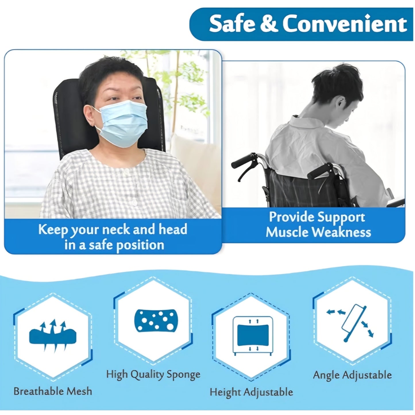 Neck Support Head Positioning Pillow Headrest for Wheelchair Post Surgery Neck Stabilizer