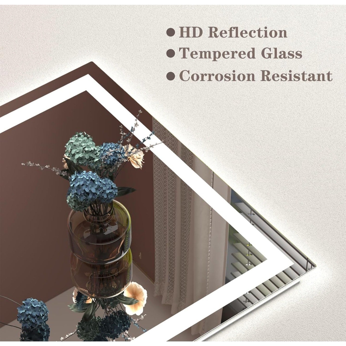 60x30 Lighted Bathroom Mirror for Wall, LED Illuminated Vanity Mirror with Lights, Dimmable, Anti