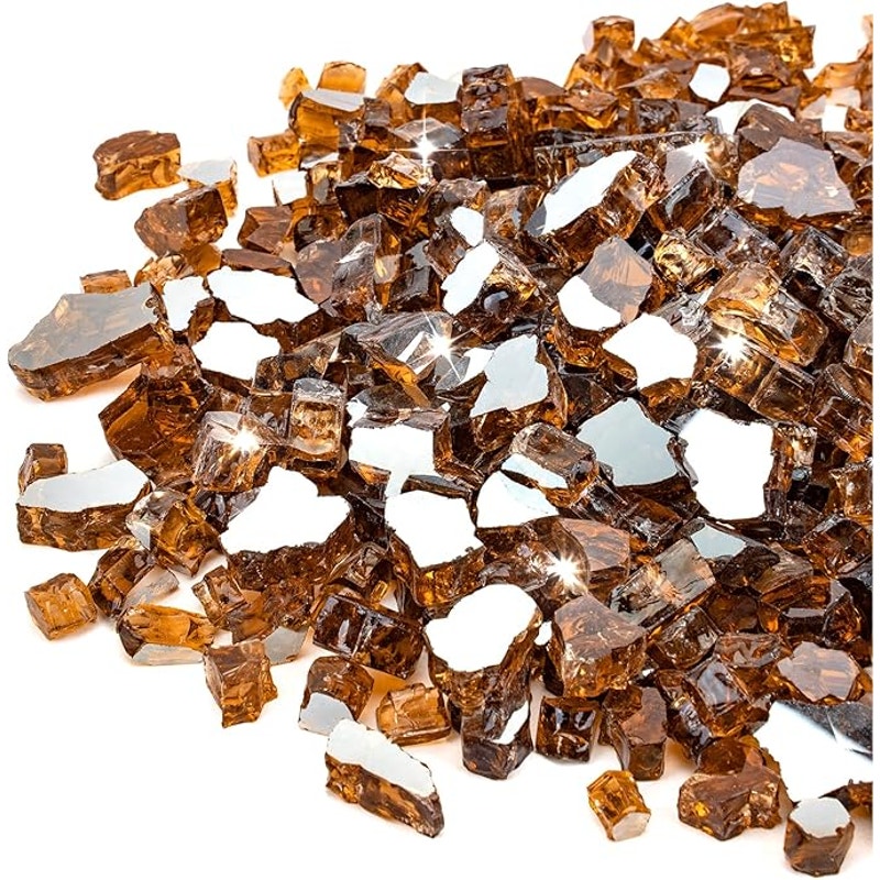 Stanbroil 10-Pound Fire Glass 1/2 in Reflective Tempered Fire Glass for Fire Pit, Copper Reflective