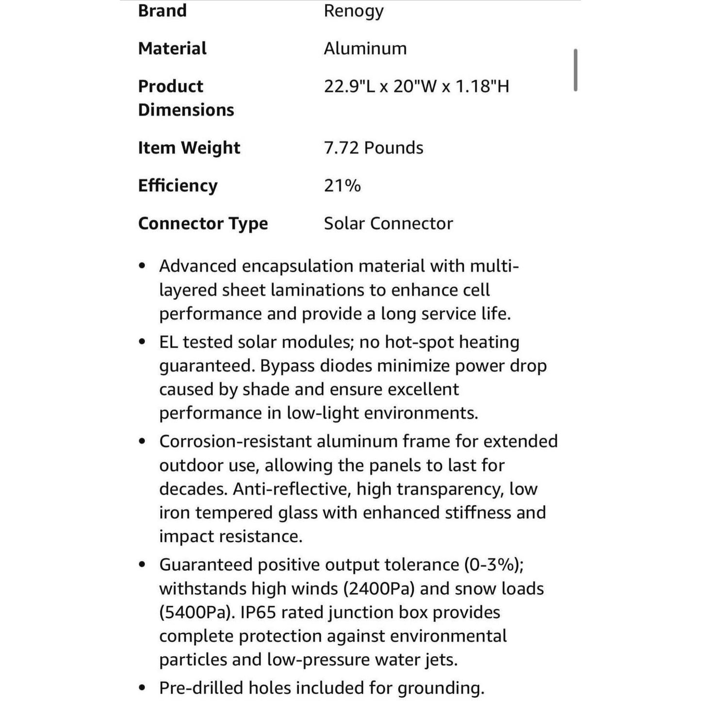 Renogy 50 Watt 12 Volt Monocrystalline Solar Panel (Compact Design) Set of 2