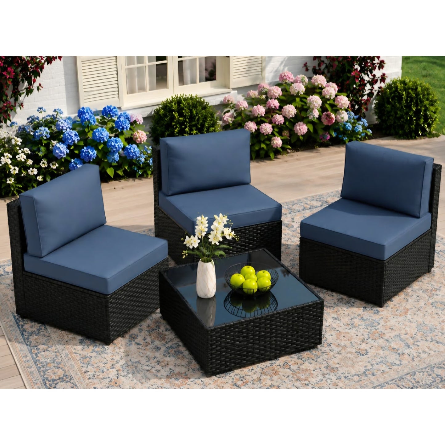 Patio Furniture Sets, 4-Piece Outdoor Patio Furniture with Thick Cushions,