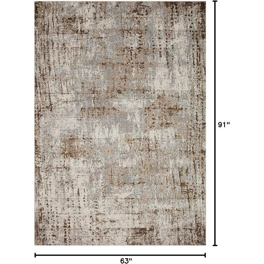 Loloi Austen Collection AUS-01 Natural/Mocha 5'-3" x 7'-7" Area Rug, (Rectangular)