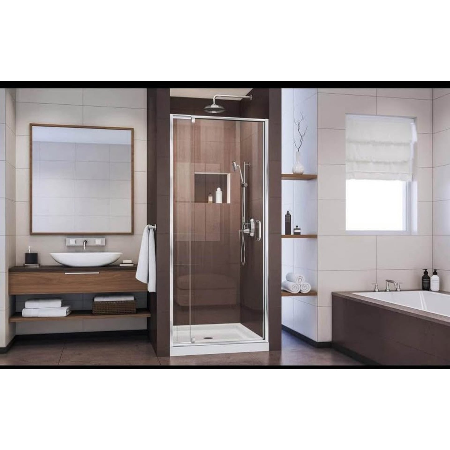 DreamLine SHDR-[hidden information] Flex Semi-Frameless Pivot Shower Door, 28-32 in Width x 72 in He