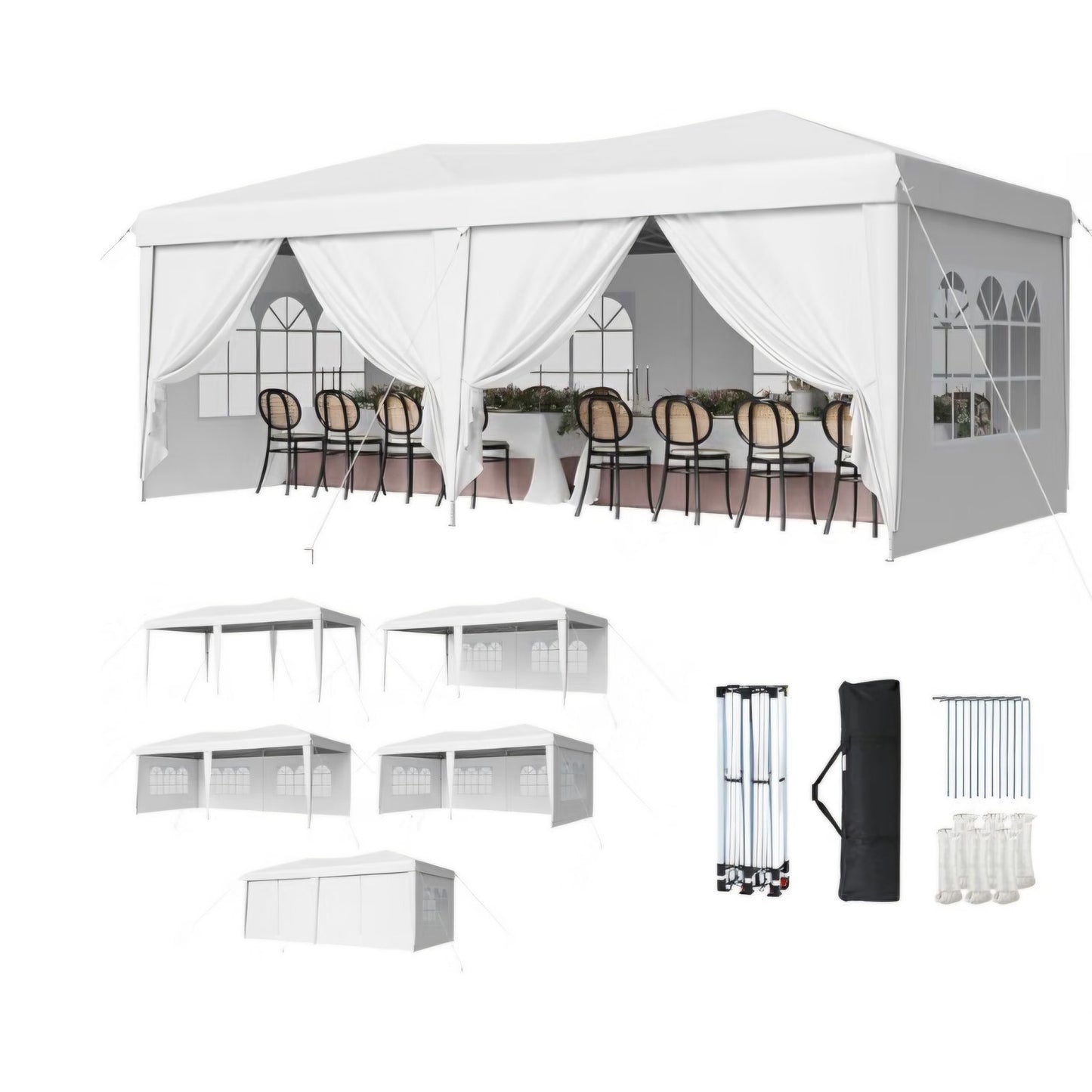 10x20 Pop Up Canopy Tent with Sidewalls, One-Push Instant Setup Waterproof Outdoor Canopy