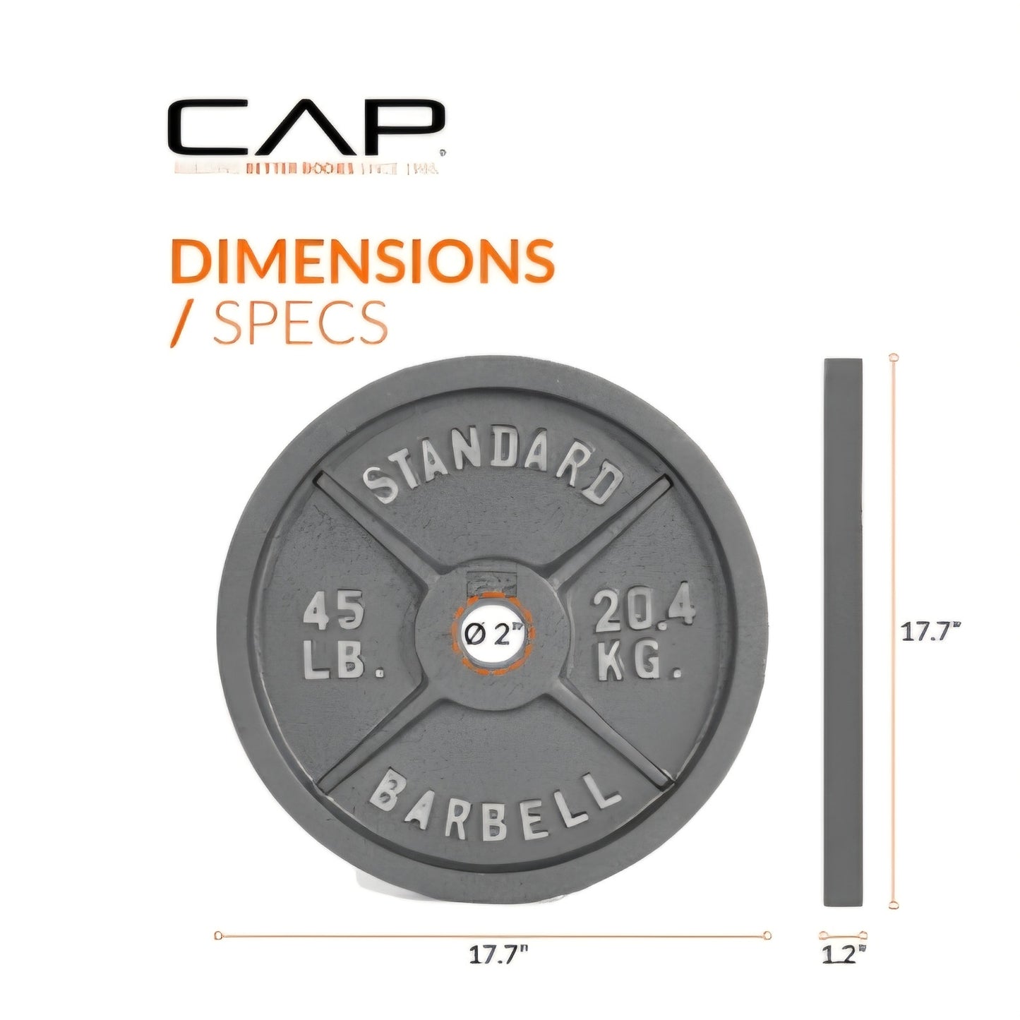 45 Lb Pair of CAP Barbell 2-Inch Olympic Weight Plate