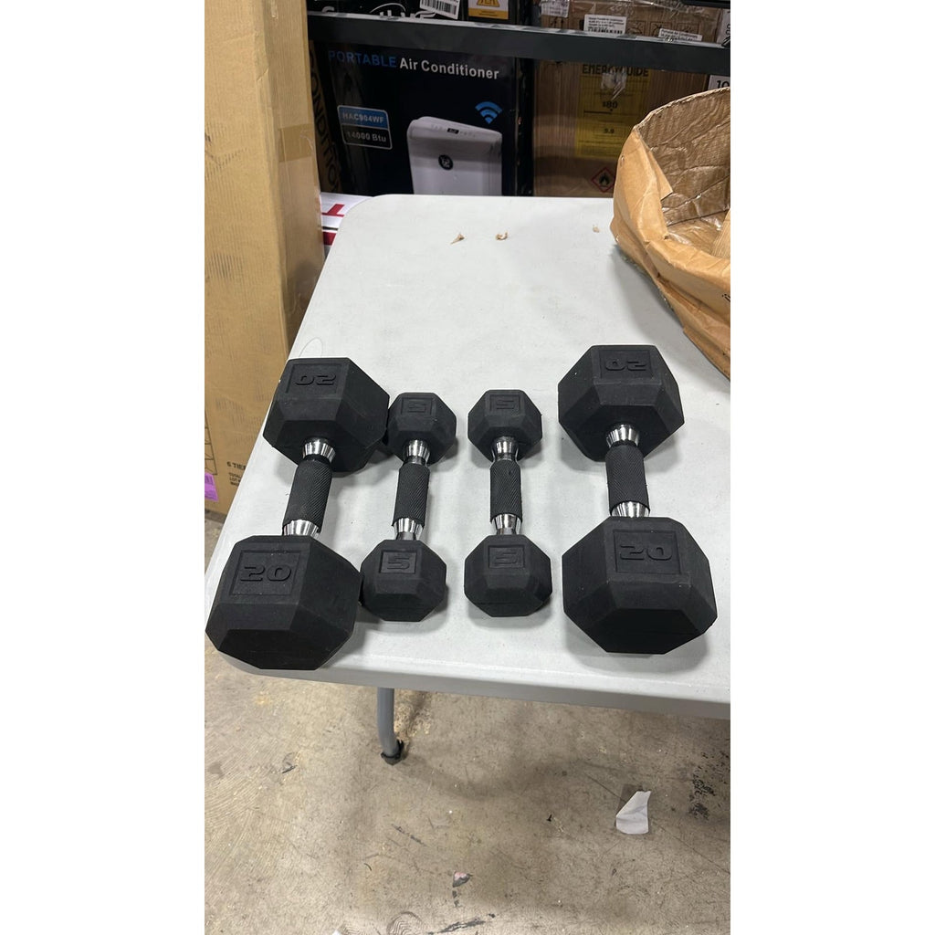 50 LB SET CAP Rubber Coated Dumbbell Weights, Free Weights for Home Gym Strength Training,