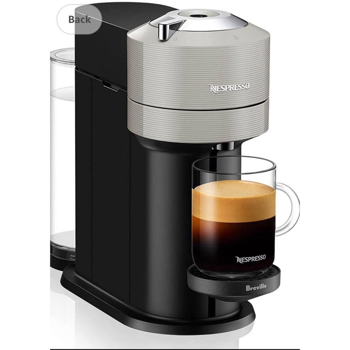Nespresso Vertuo Next Coffee and Espresso Maker by Breville, with Aeroccino Milk Frother, Light Grey