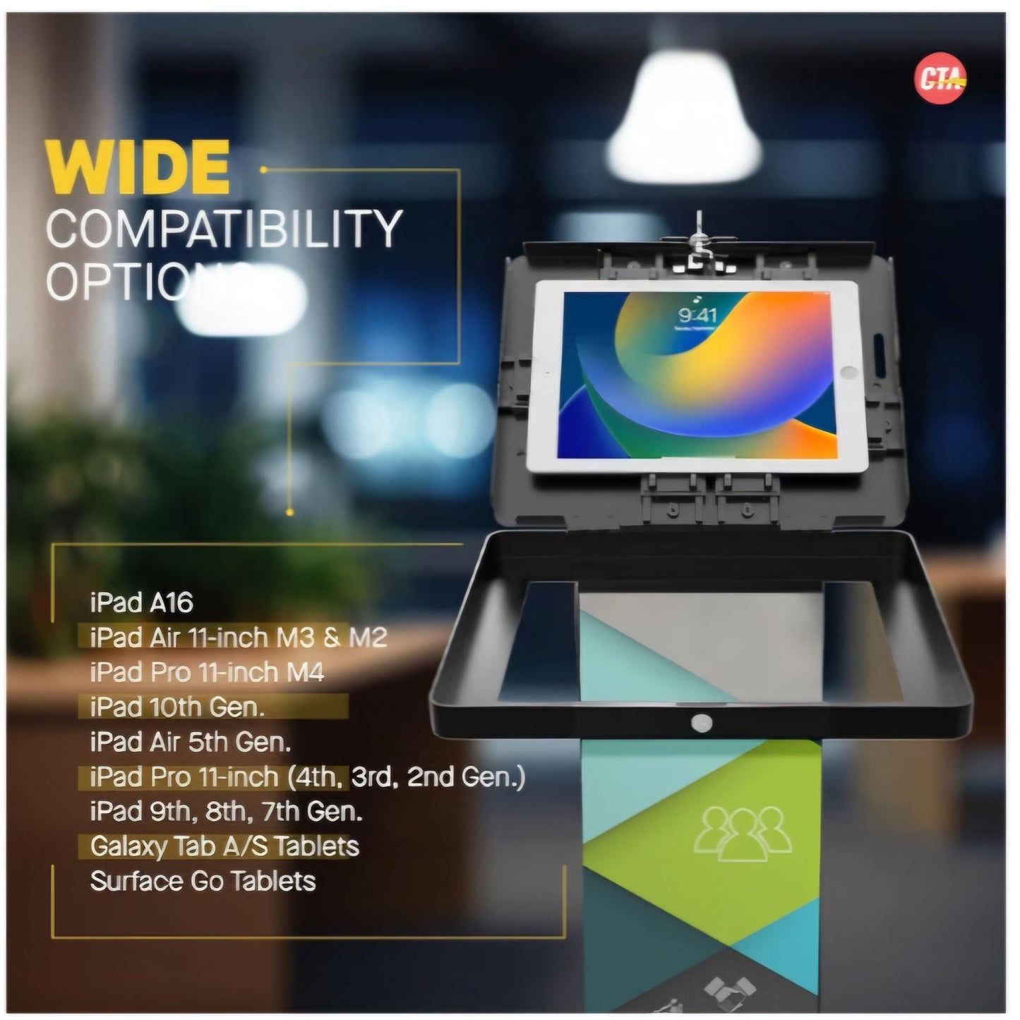 CTA Digital Premium Kiosk Floor Stand - Locking Floor Stand Kiosk - iPad 7th/8th/9th