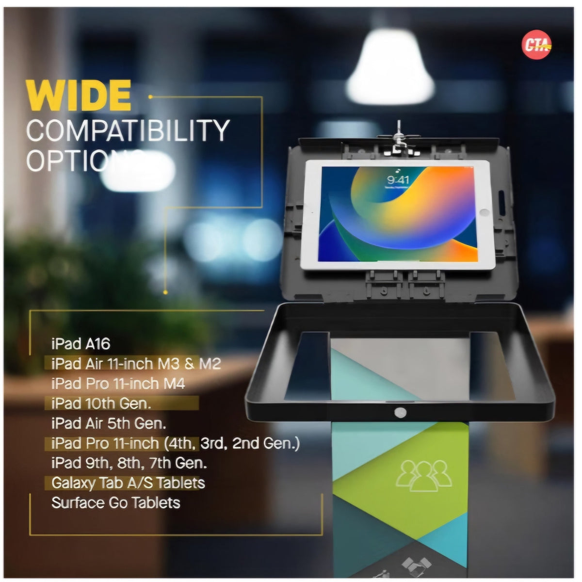 CTA Digital Premium Kiosk Floor Stand - Locking Floor Stand Kiosk - iPad 7th/8th/9th