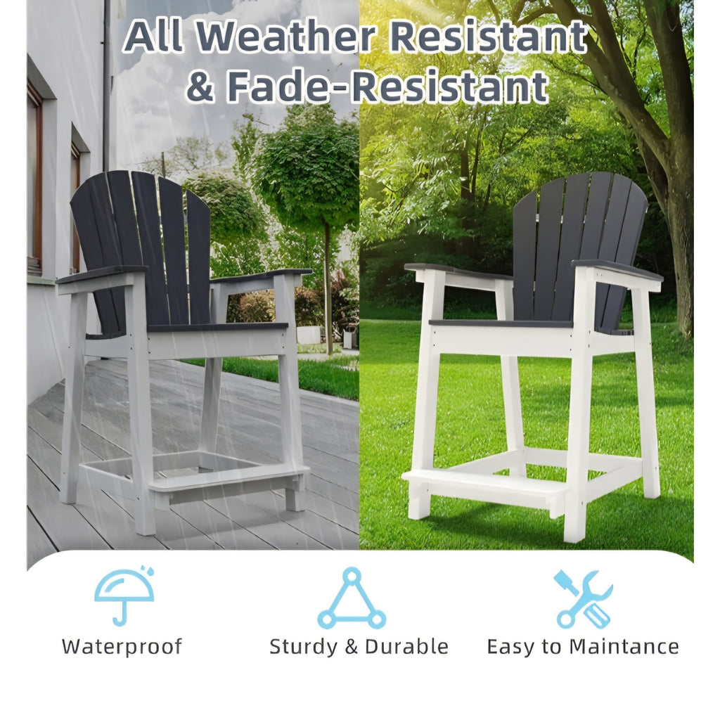 OTSUN Outdoor Bar Stool Chair, Patio Counter Stool with High Back, All-Weather Wooden Stool