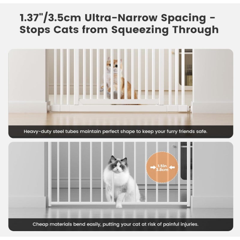 Extra Tall Cat Gate 51"-87" Height Adjustable Pressure Mounted 4 Extensions