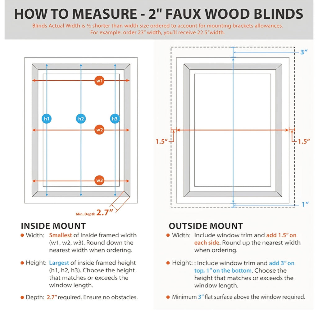 DEZ FURNISHINGS Cordless 2" Faux Wood Blind, 70" W x 72" H, White