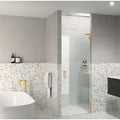 Glass Warehouse Satin Brass 29-3/8-in to 29-3/4-in W x 78-in H Frameless Clear Glass Standard