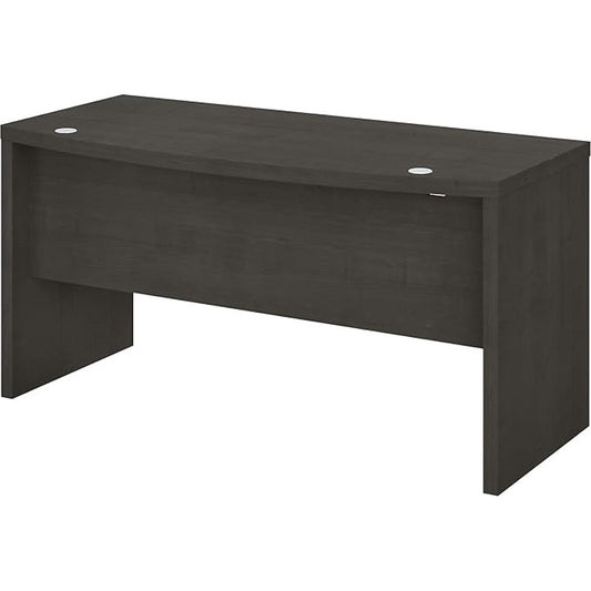 Bush Furniture Bow Front Desk with Wire Management.Quick-to-Assemble Hw. 60Wx28Lx30H Charcoal Maple