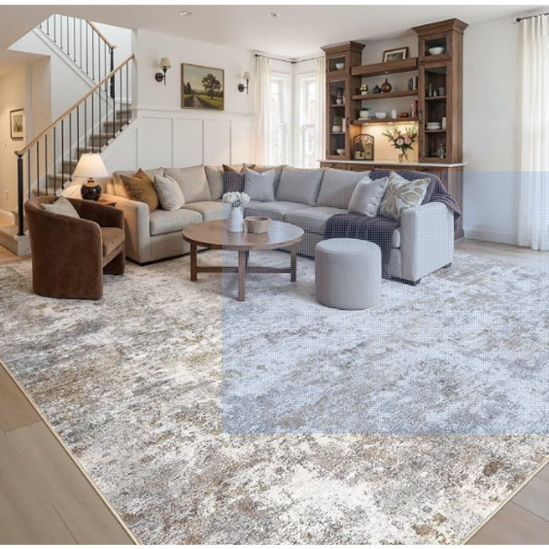 UERMEI 12x18 Area Rug Living Room Rugs Extra Large Brown Grey Carpet