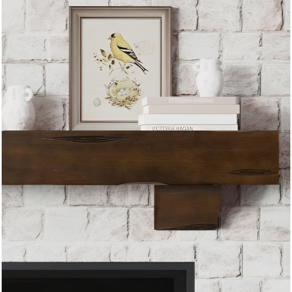Breckenridge 60” Fireplace Mantel Shelf with Corbels – Rustic Floating Mantel Shelf for Over Firepl