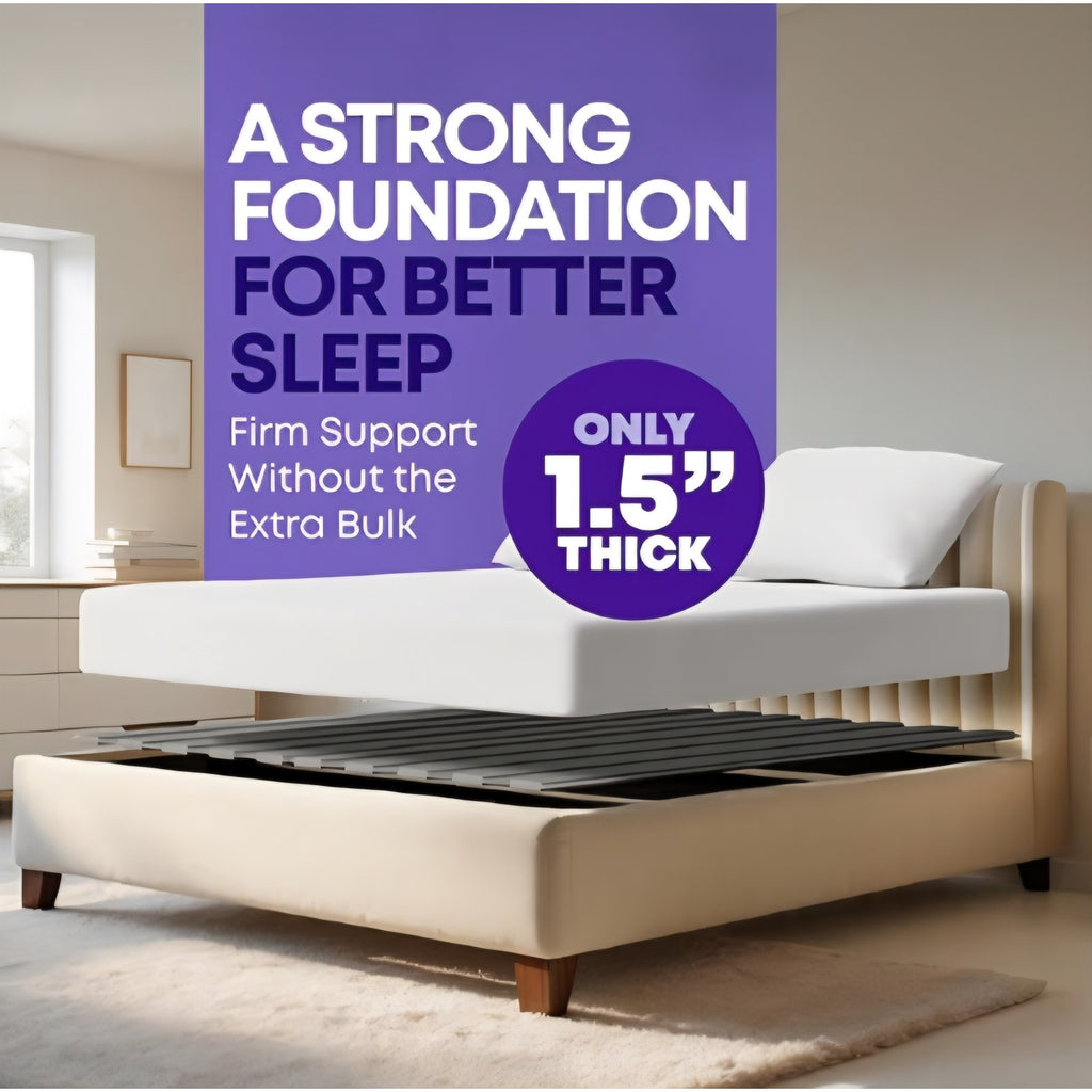 King Bed Slats for Support Under Mattress with Cover – Replacement Wood Slats for King Size Bed Fra