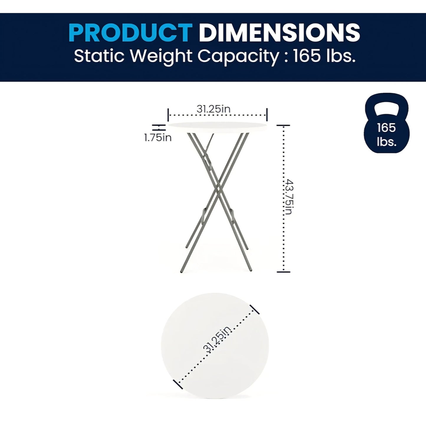 Flash Furniture Elon 32' Round Folding Bar Height Table for Parties and Commercial Events,