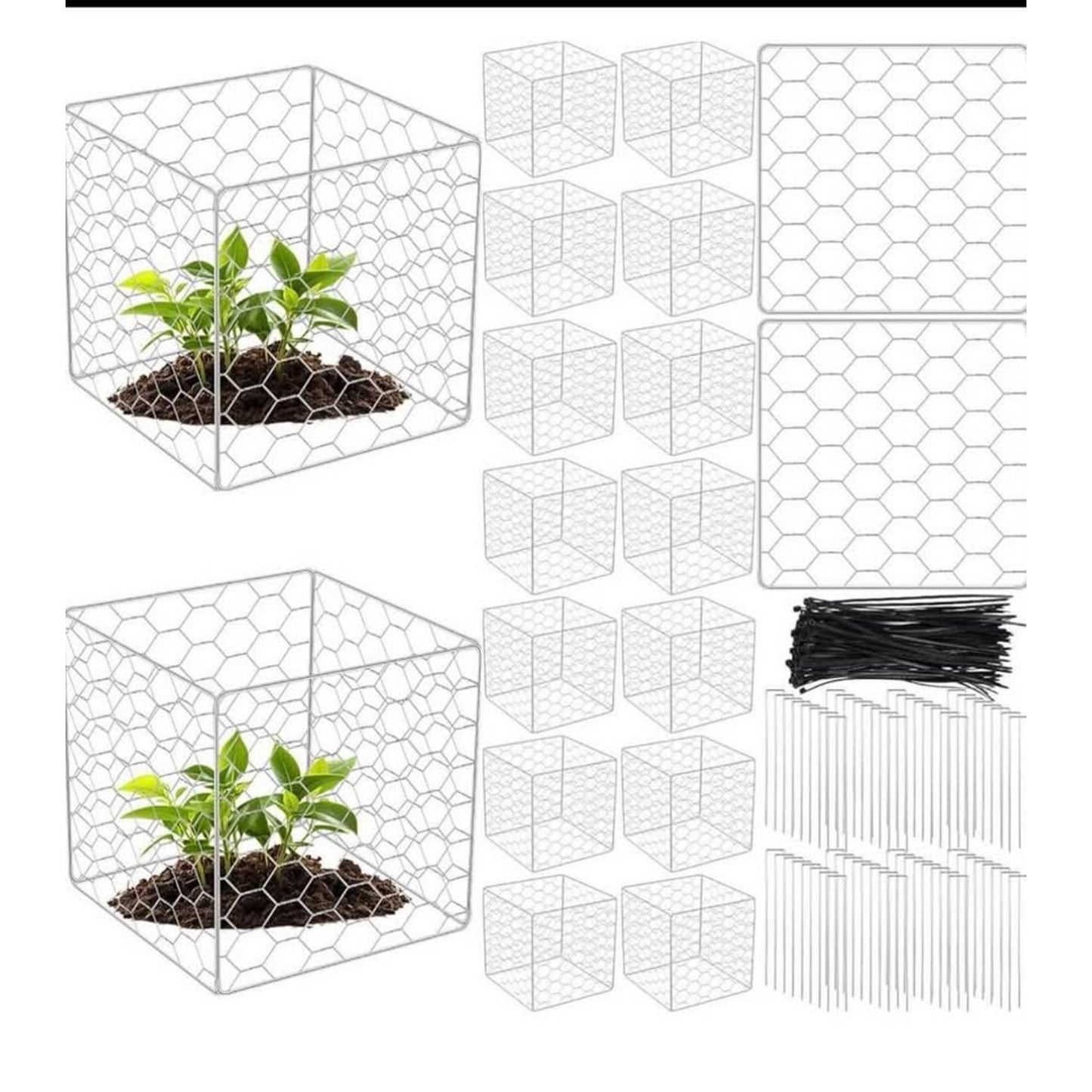 Zubebe 16 set wire plant protectors square wire plant cages mesh 12 x 20