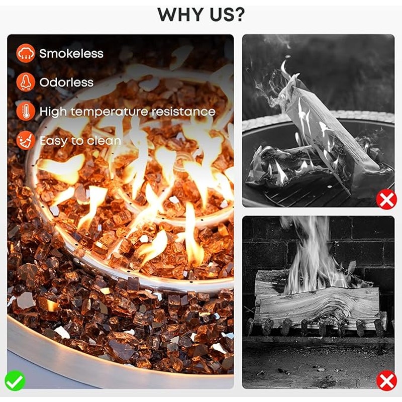 Stanbroil 10-Pound Fire Glass 1/2 in Reflective Tempered Fire Glass for Fire Pit, Copper Reflective