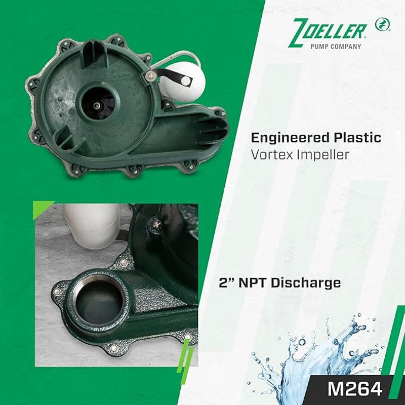 Zoeller M264 Waste-Mate Sewage Pump, 4/10th Horsepower, 115V