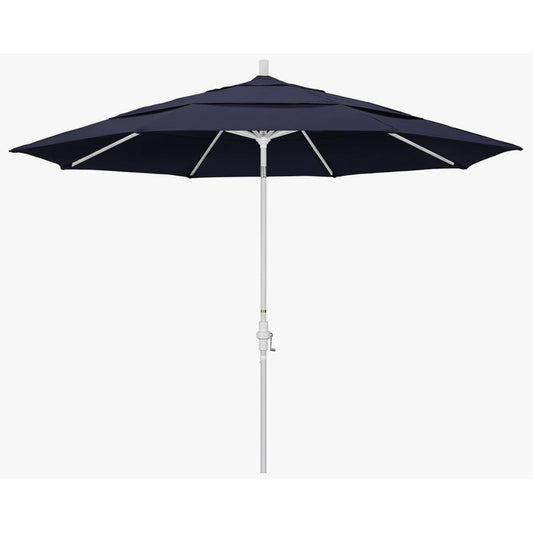 California Umbrella 11' Round Aluminum Market Umbrella, Crank Lift, Collar Tilt, Bronze Pole