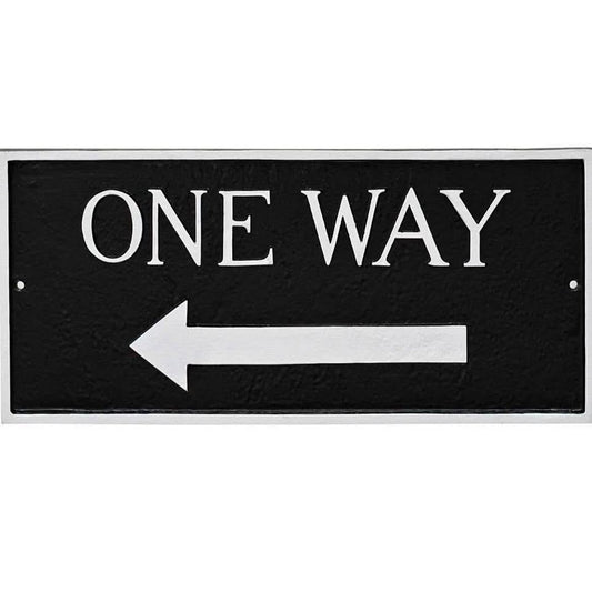 Montague Metal Products SP-80S-W-BS 7.25" x 15.75" Standard Rectangle Left One Way Sign-Black/Silver